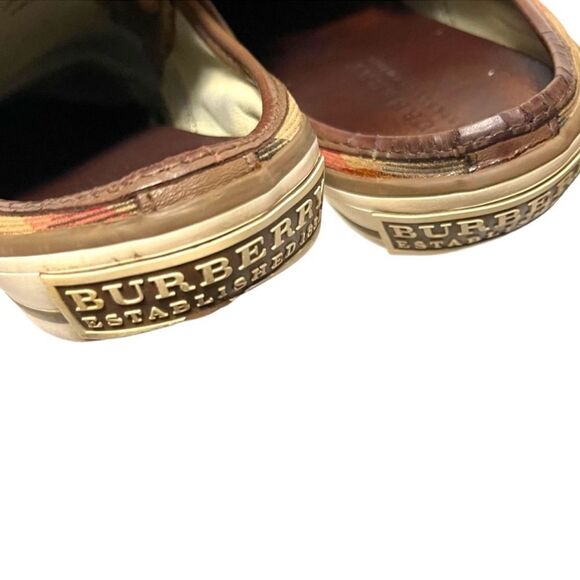 BURBERRY Nova Check Plaid Canvas Slip On Sneakers Slides 37 - Picture 9 of 15
